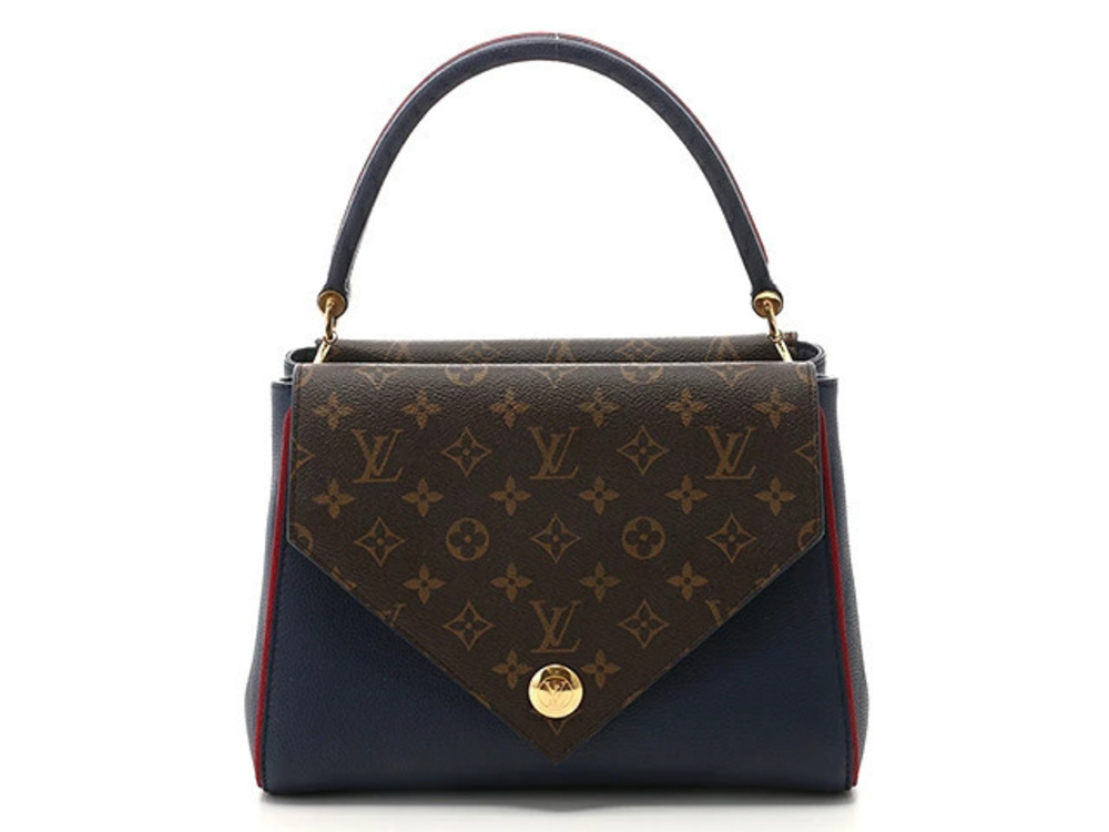 LOUIS VUITTON Handbag Double V Calfskin Monogram Blue Marine Blue